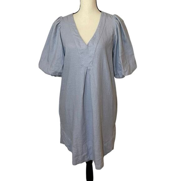 Cynthia Rowley Dresses & Skirts - Cynthia Rowley Linen Blend Puff Sleeve Tunic Dress Pockets Periwinkle Medium
